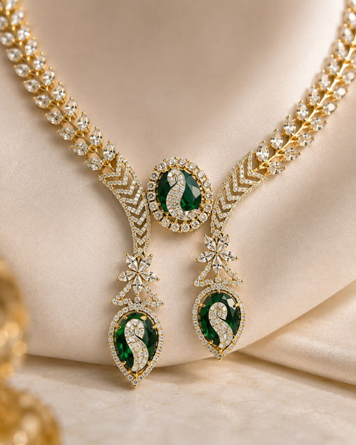 Aurikala Emerald Swan Royal Necklace