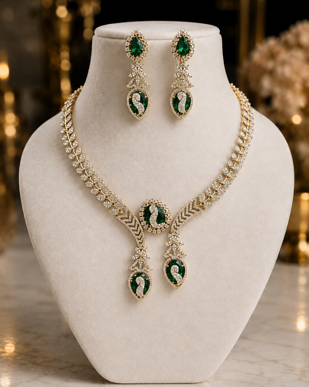 Aurikala Emerald Swan Royal Necklace