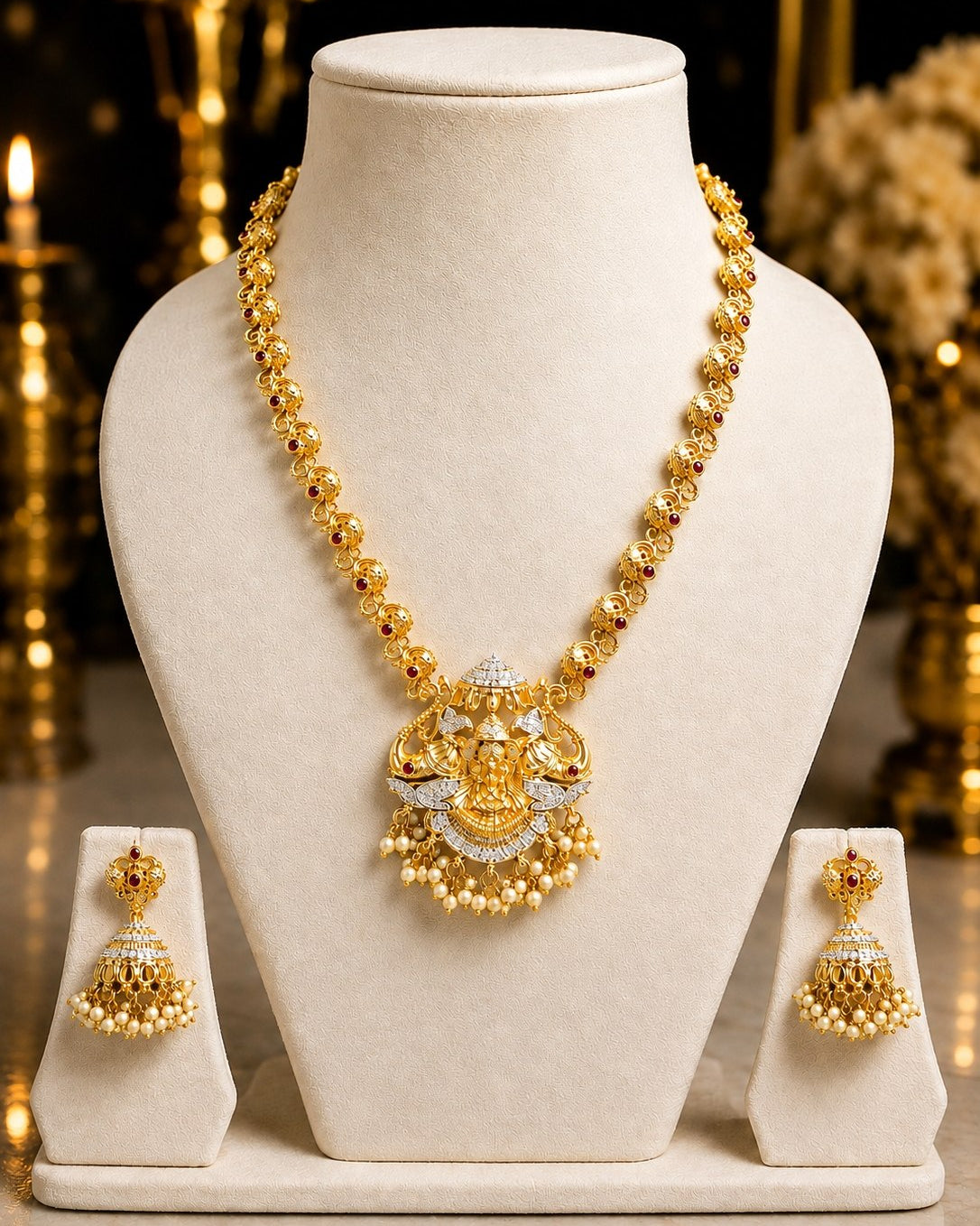 Aurikala Laxmi Temple Pendant Set