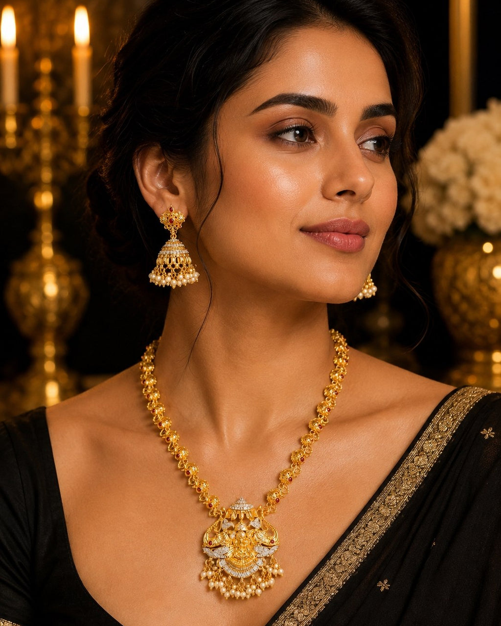 Aurikala Laxmi Temple Pendant Set
